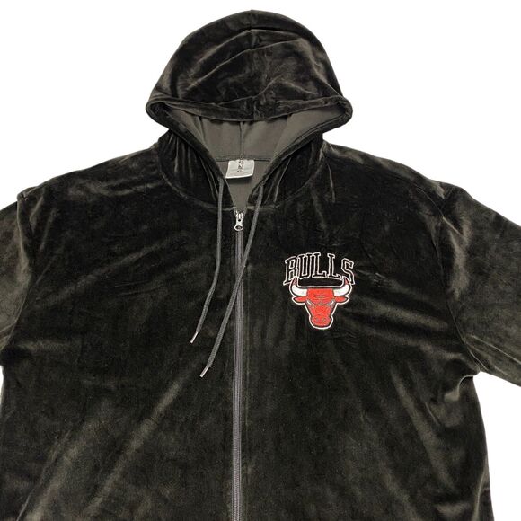 Chicago Bulls Jacket Mens XL Black NBA Basketball Sports Hooded Full Zipper - Picture 9 of 15